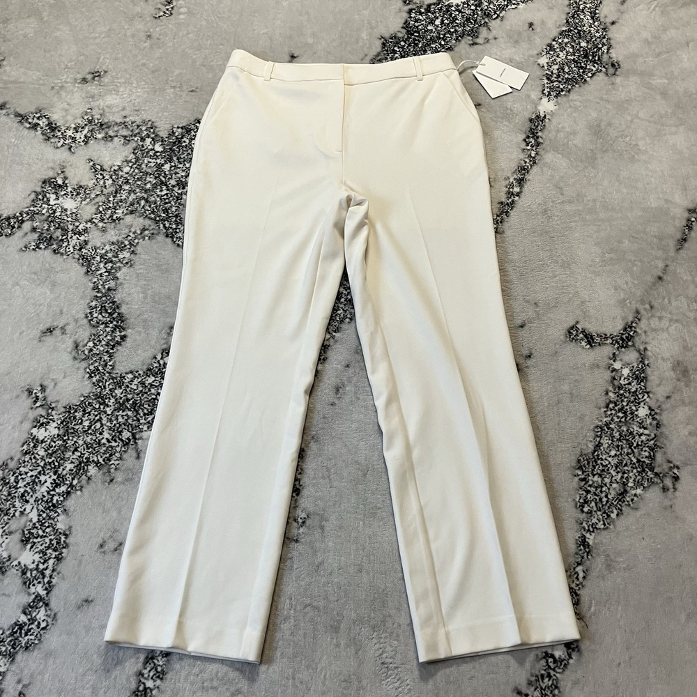 Nordstrom Pants Womens Size‎ 12 White Flat Front Trouser Boot Cut Flare